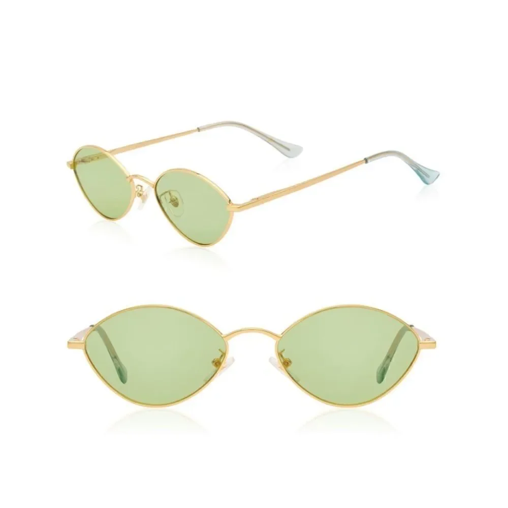 Small Frame Retro Sunnies with Chain Green Lens